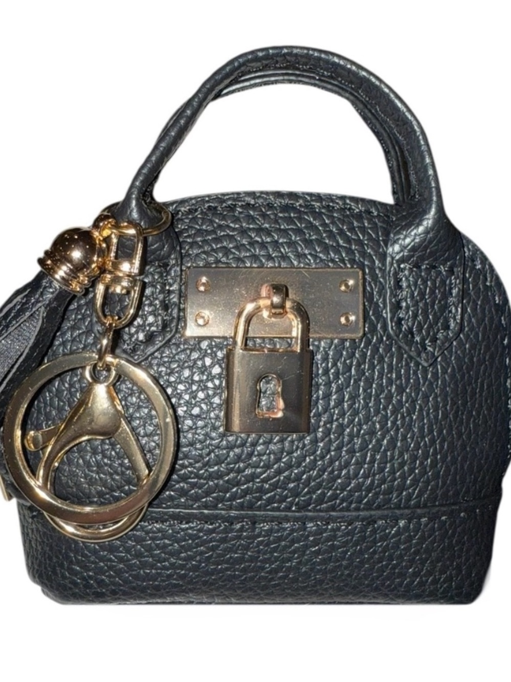 Keychain/CC Case Black Pebbled Vegan Leather